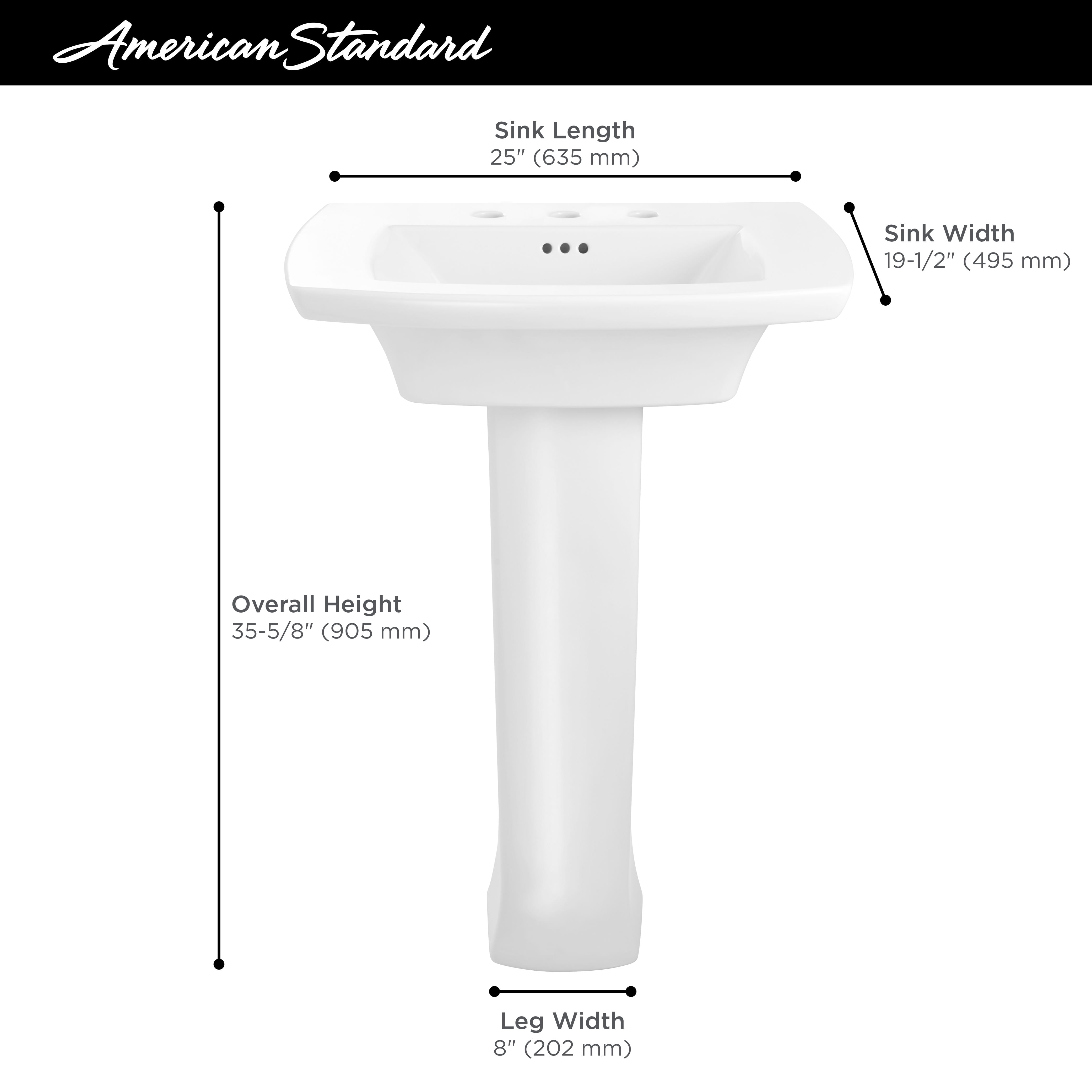 Edgemere® 8-Inch Widespread Pedestal Sink Top and Leg Combination